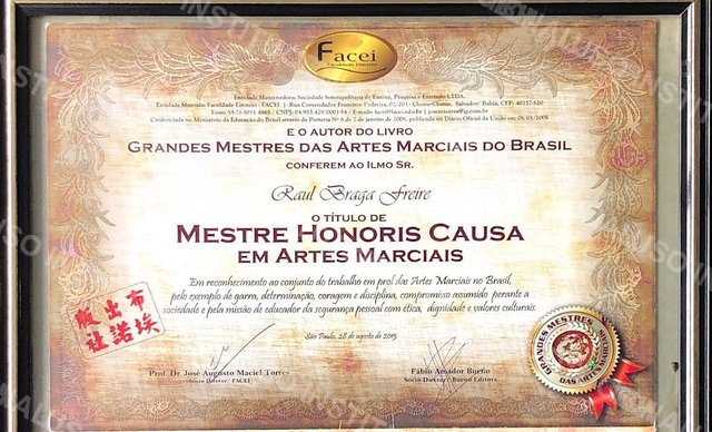Diploma de Mestre Honoris Causa em Artes Marciais, FACEI, 2015